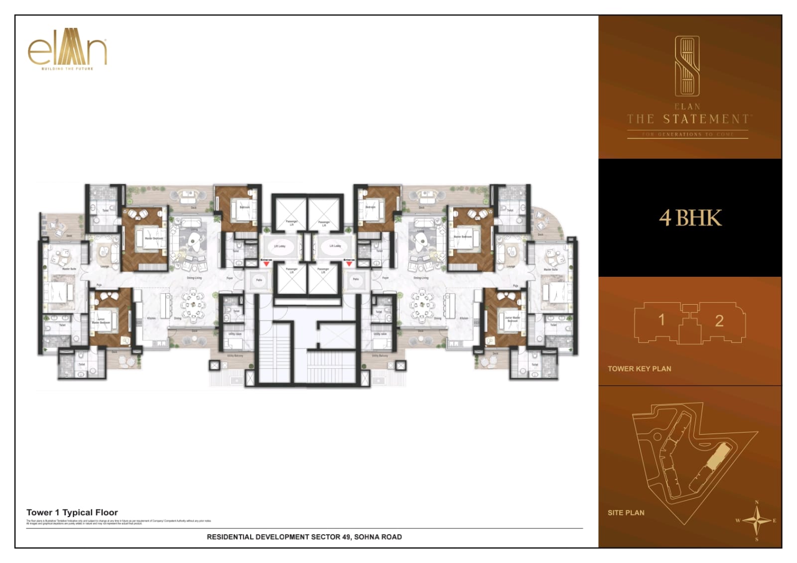 Elan The Statement Sample 4 BHK Ground Floor Plan